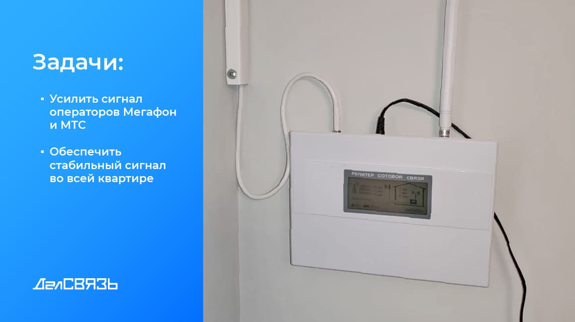 усилитель сигнала операторов Мегафон и МТС в квартире 125 м2
